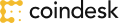 The logo for coindesk.